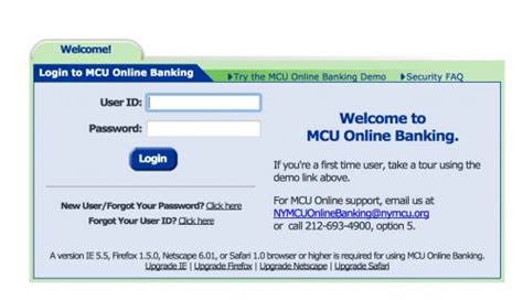 mcu banking login